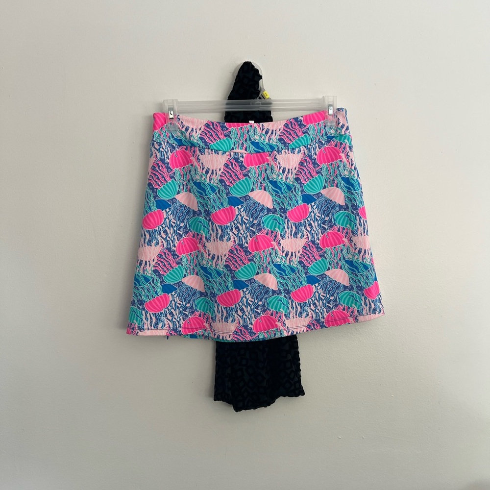 Lulu-B Pink, Teal & Blue Seashell-Print Mini Skirt